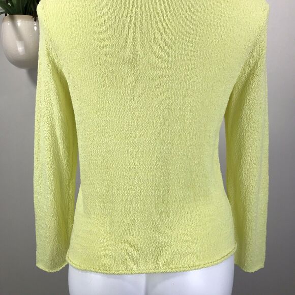 Eileen Fisher Yellow Sweater‎ Thin Boucle Nubby Knit Rolled Hem Top Size M - Picture 7 of 11